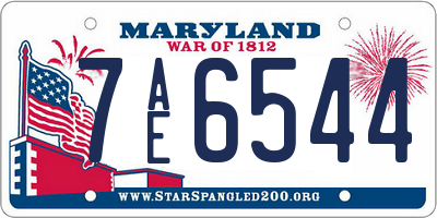 MD license plate 7AE6544