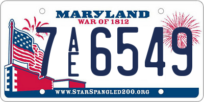 MD license plate 7AE6549