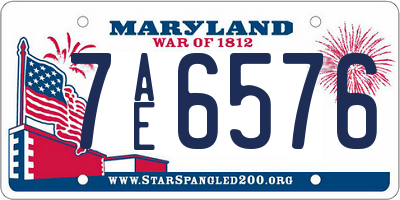 MD license plate 7AE6576