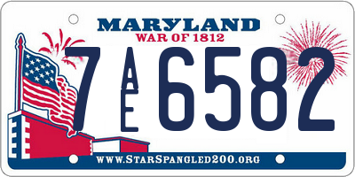 MD license plate 7AE6582