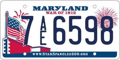 MD license plate 7AE6598
