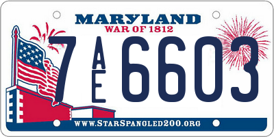 MD license plate 7AE6603