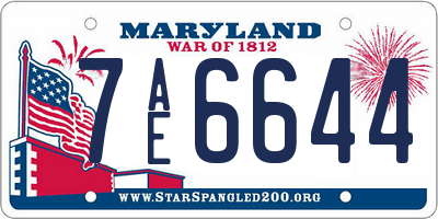 MD license plate 7AE6644