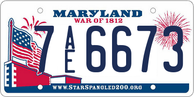 MD license plate 7AE6673