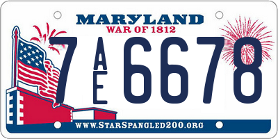MD license plate 7AE6678