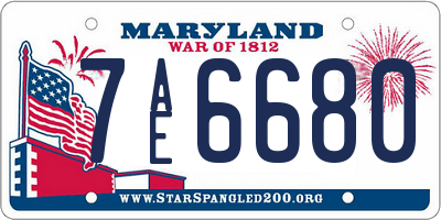 MD license plate 7AE6680