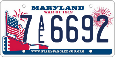 MD license plate 7AE6692