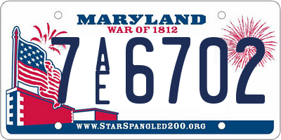 MD license plate 7AE6702