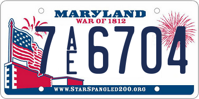 MD license plate 7AE6704