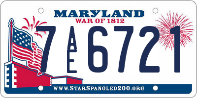 MD license plate 7AE6721