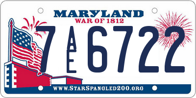 MD license plate 7AE6722