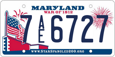MD license plate 7AE6727