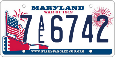 MD license plate 7AE6742