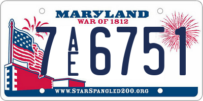 MD license plate 7AE6751