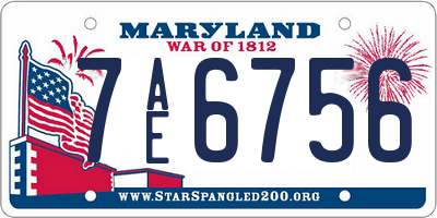 MD license plate 7AE6756