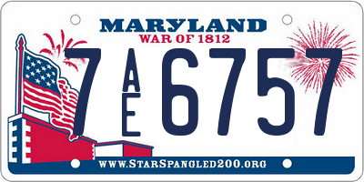 MD license plate 7AE6757