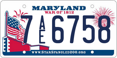 MD license plate 7AE6758
