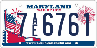 MD license plate 7AE6761