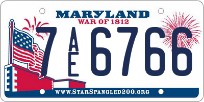 MD license plate 7AE6766