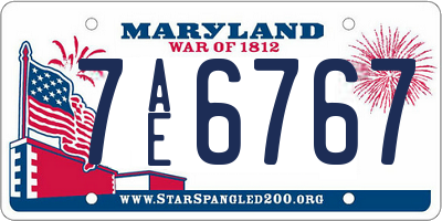 MD license plate 7AE6767