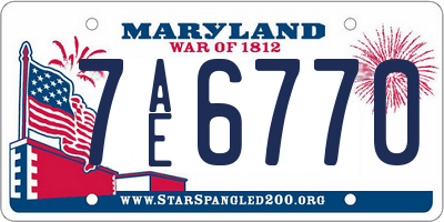 MD license plate 7AE6770