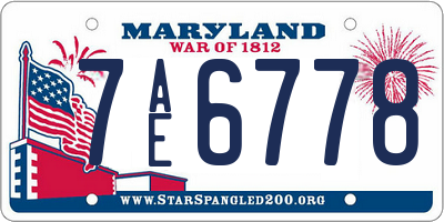 MD license plate 7AE6778