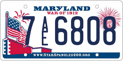 MD license plate 7AE6808