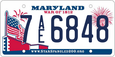 MD license plate 7AE6848