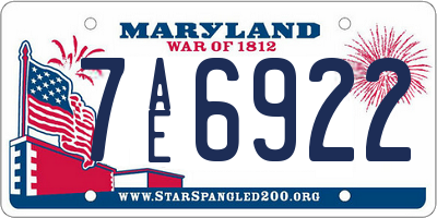 MD license plate 7AE6922
