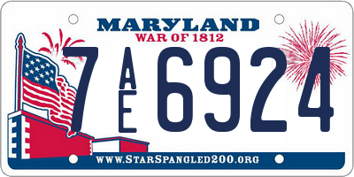 MD license plate 7AE6924