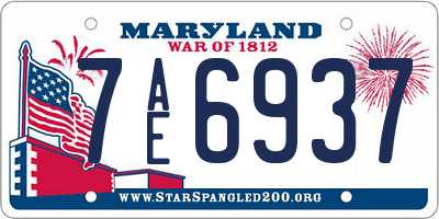 MD license plate 7AE6937