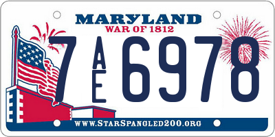 MD license plate 7AE6978