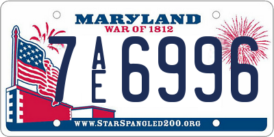 MD license plate 7AE6996