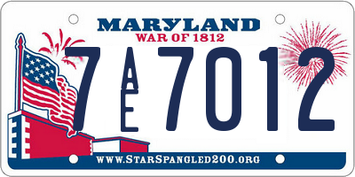 MD license plate 7AE7012