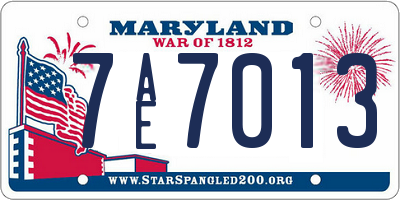 MD license plate 7AE7013