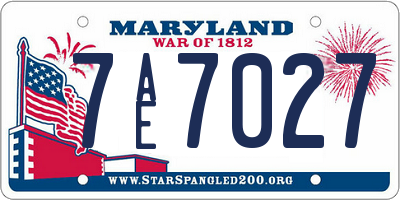 MD license plate 7AE7027