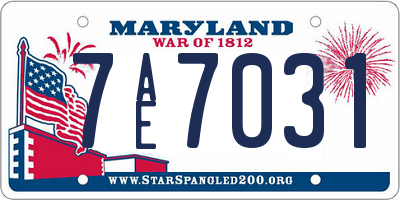 MD license plate 7AE7031