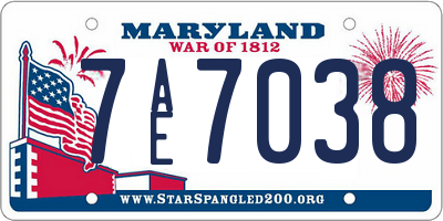 MD license plate 7AE7038
