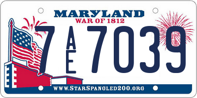 MD license plate 7AE7039