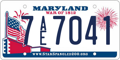 MD license plate 7AE7041