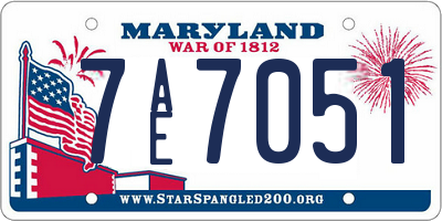 MD license plate 7AE7051
