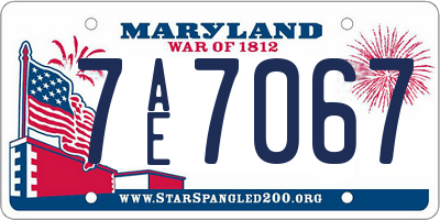 MD license plate 7AE7067