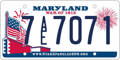 MD license plate 7AE7071