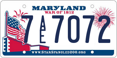 MD license plate 7AE7072