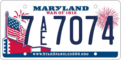 MD license plate 7AE7074