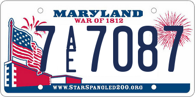 MD license plate 7AE7087