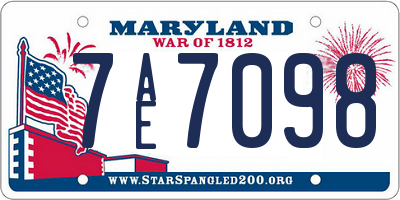 MD license plate 7AE7098