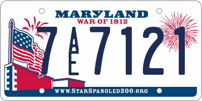 MD license plate 7AE7121