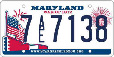 MD license plate 7AE7138