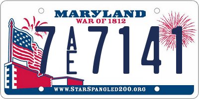 MD license plate 7AE7141